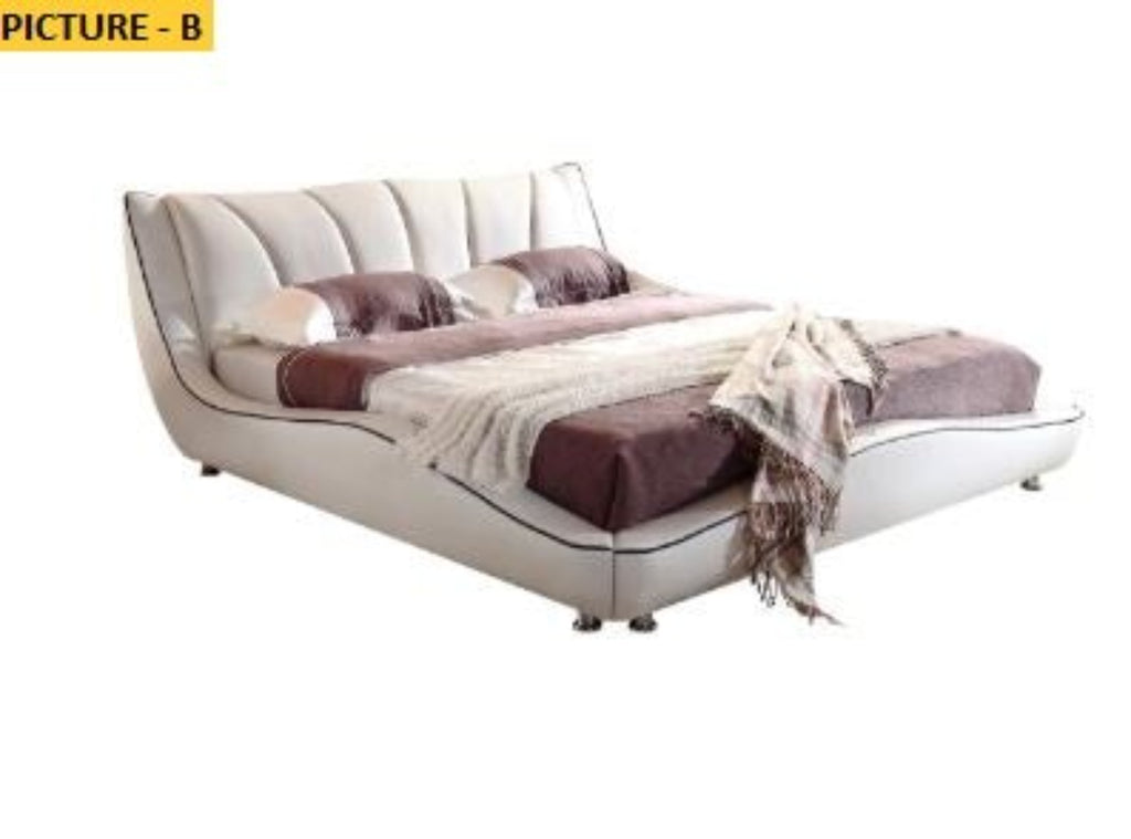 Lixra Stylish Wave Shape Modern Leather Bed