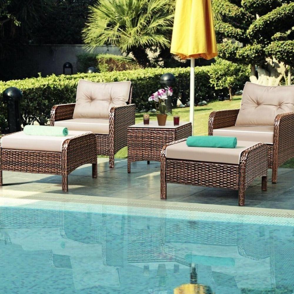 Lixra Tempered Glass Outdoor Rattan Sofa Set
