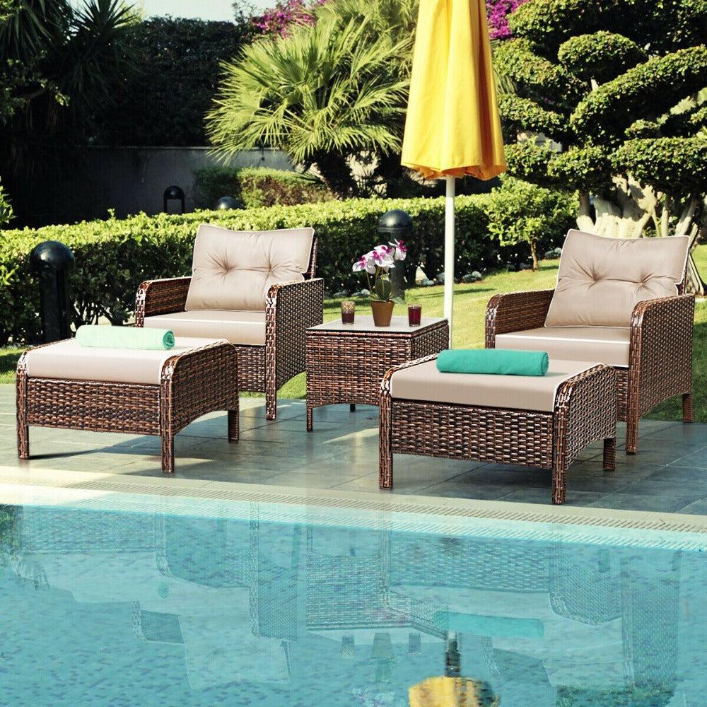 Lixra Tempered Glass Outdoor Rattan Sofa Set