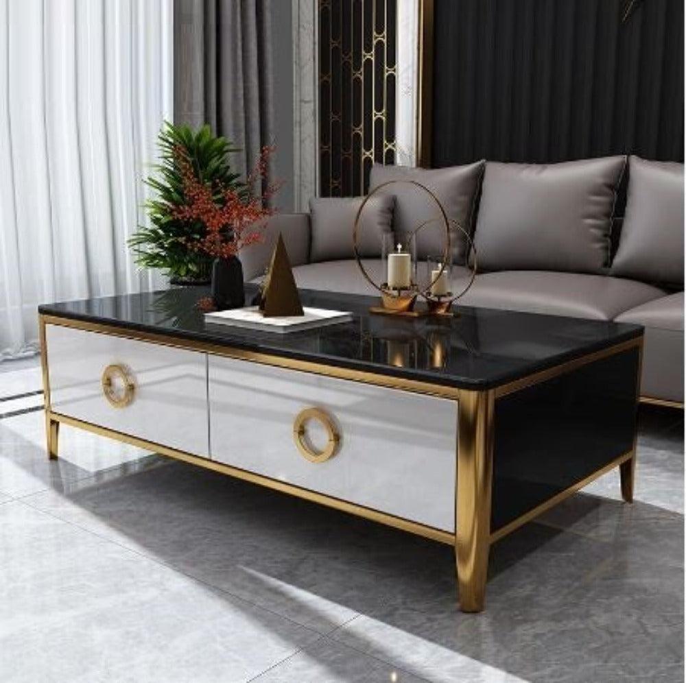 Lixra Tempered Glass Wooden Coffee Table