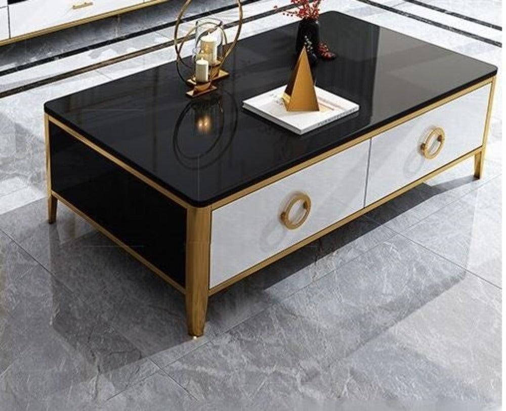 Lixra Tempered Glass Wooden Coffee Table
