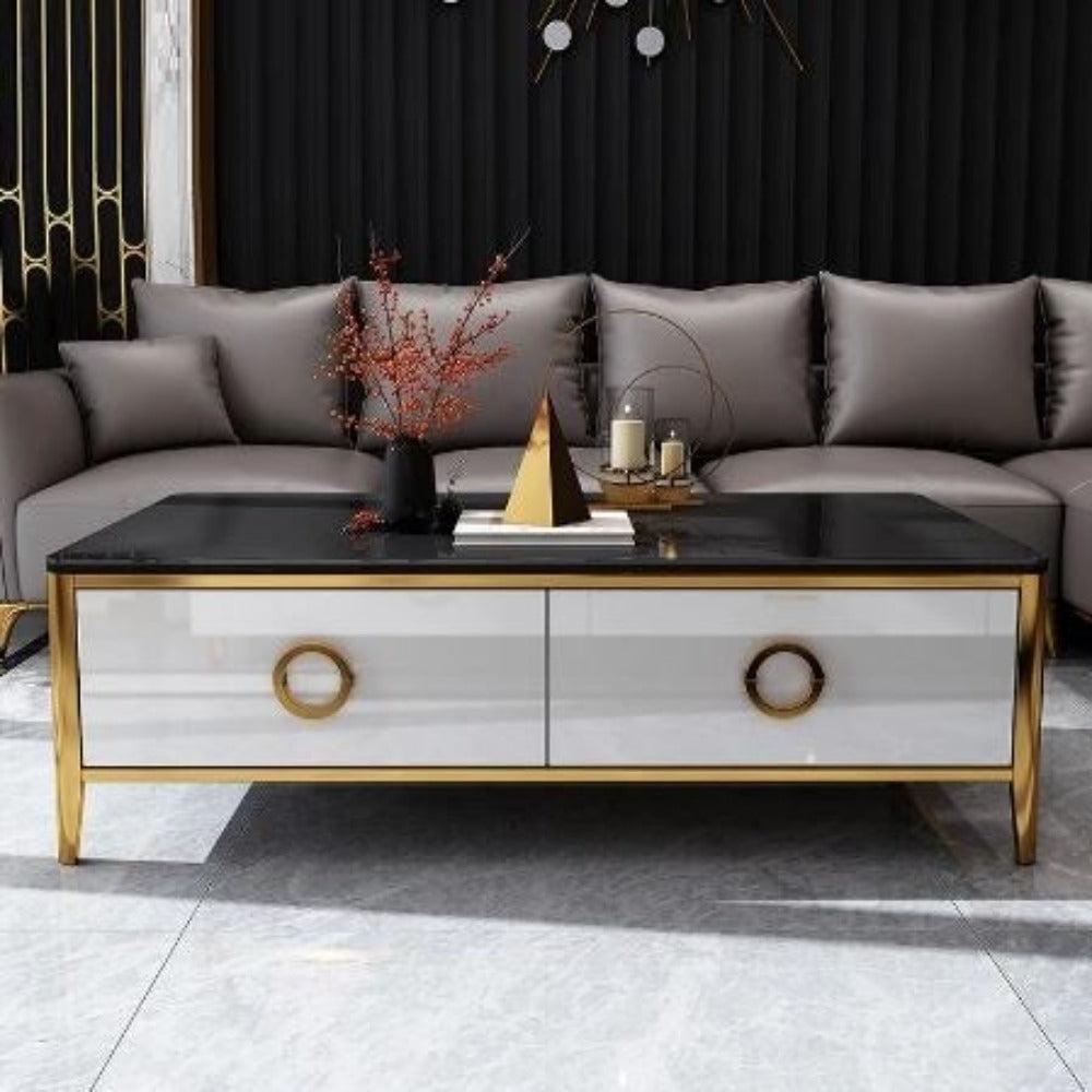 lixra Tempered Glass Wooden Coffee Table
