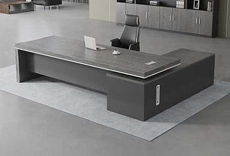 lixra The Ultimate L-Shaped Grey Wooden Desk