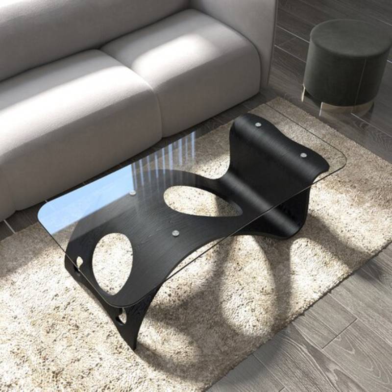 Lixra Transparent Glass Classy Wooden Coffee Table