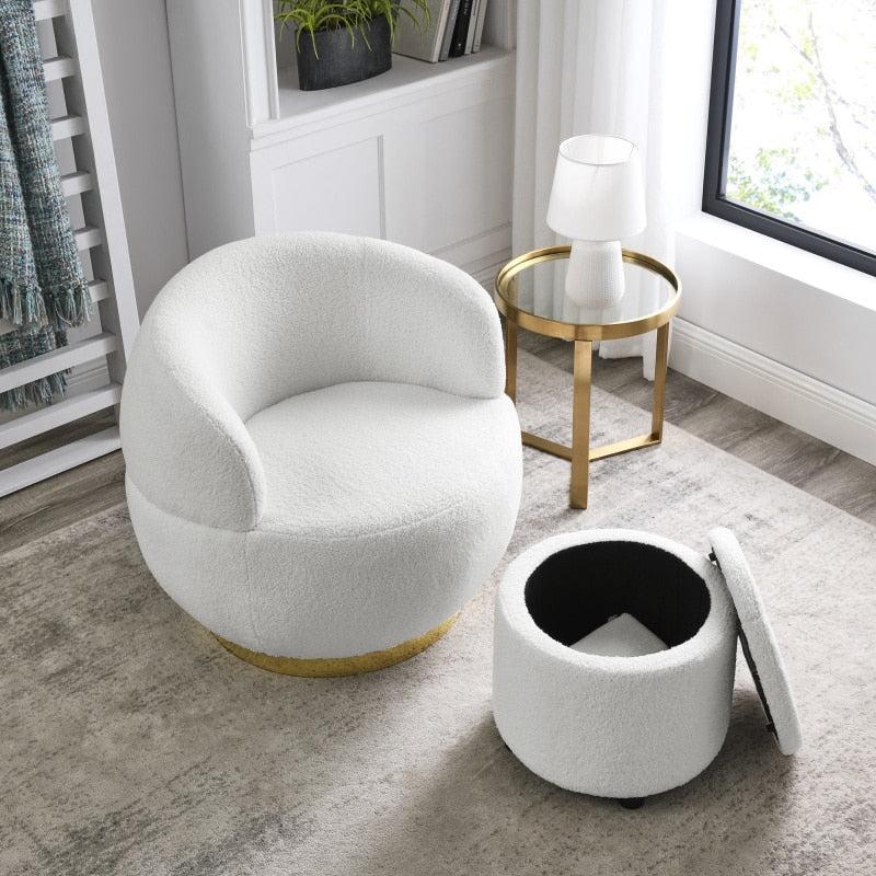 Lixra Trendy Fabric Accent Chair With Ottoman