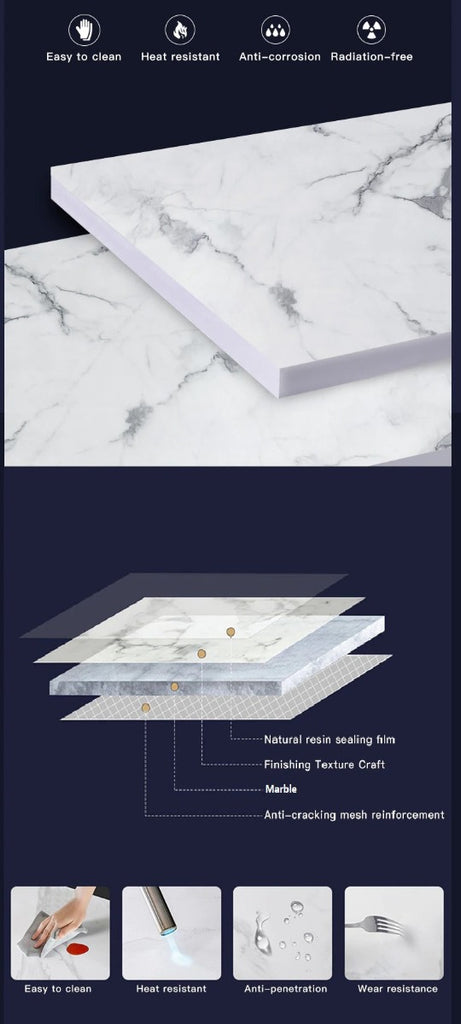 Lixra Trendy Finish Marble-Top Dining Table Set