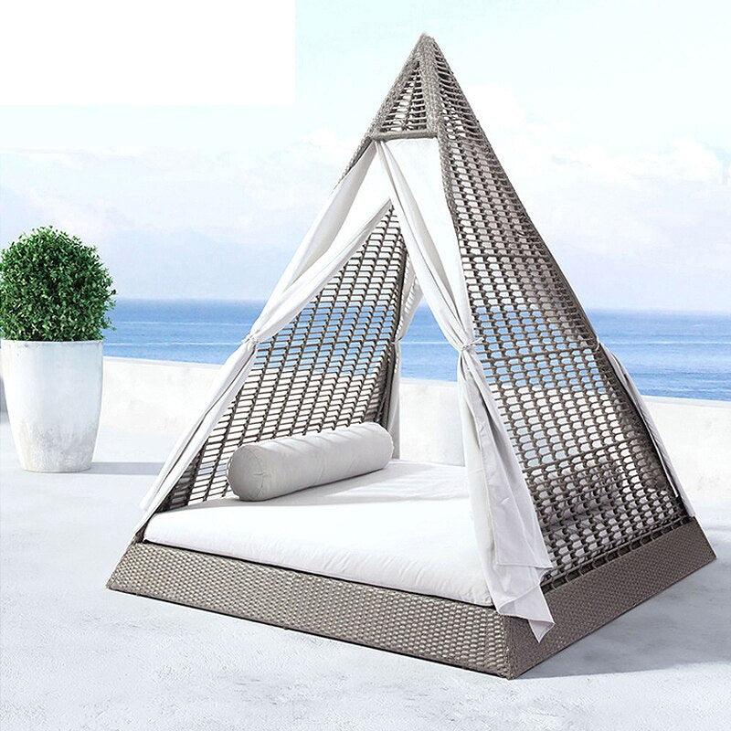 lixra Triangular Shaped Rattan Outdoor Daybed Sofa