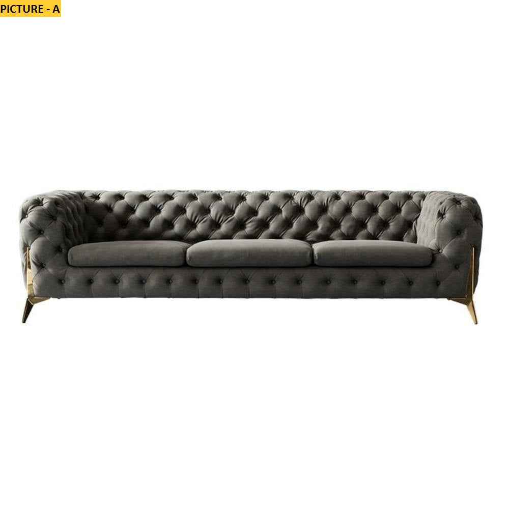 Lixra Tufted Designed 3-Seater Fabric Sofa