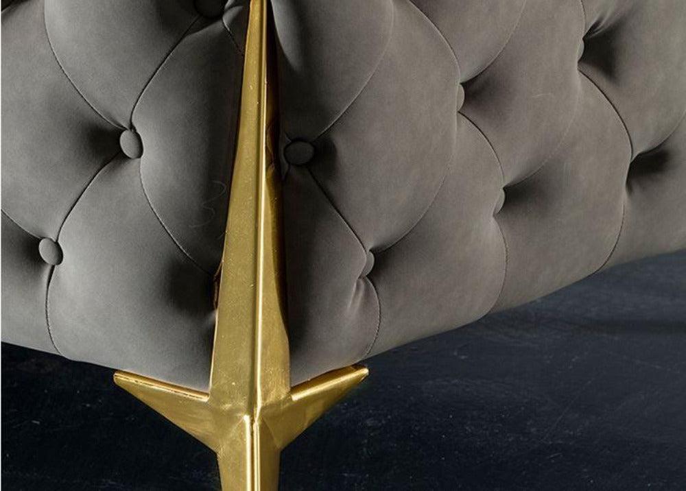 Lixra Tufted Designed 3-Seater Fabric Sofa