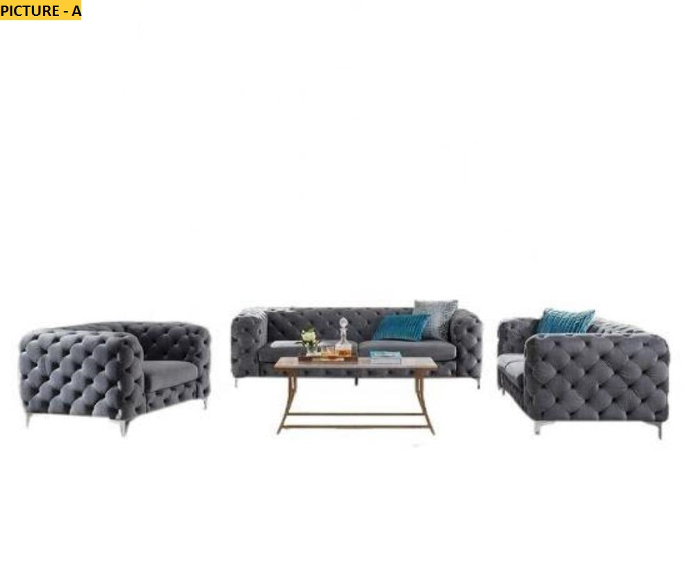 Lixra Tufted Designed Luxurious Velvet Sofa Set