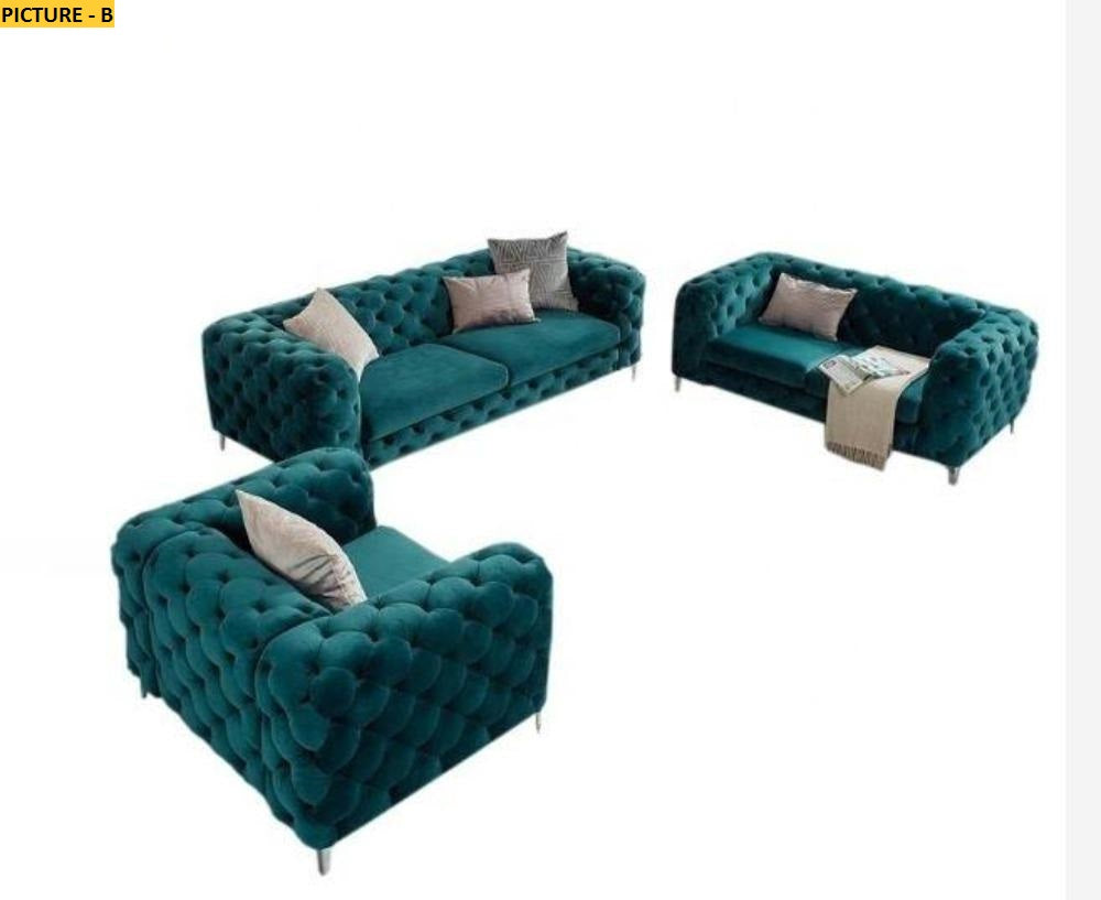 Lixra Tufted Designed Luxurious Velvet Sofa Set