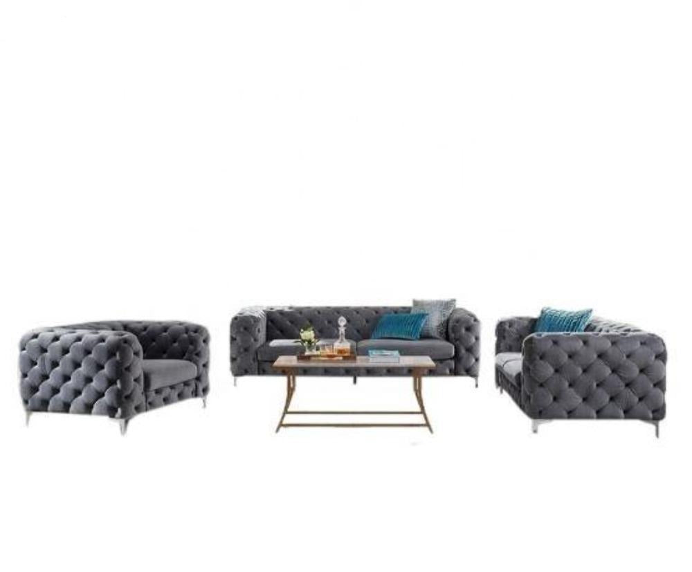 lixra Tufted Designed Luxurious Velvet Sofa Set