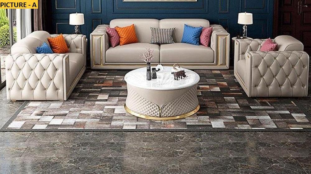 Lixra Tufted Leather 3-Pcs Sofa Set