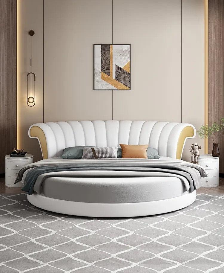 Lixra Tufted Leather Modern Round Bed
