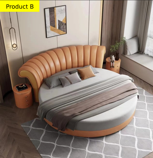 Lixra Tufted Leather Modern Round Bed