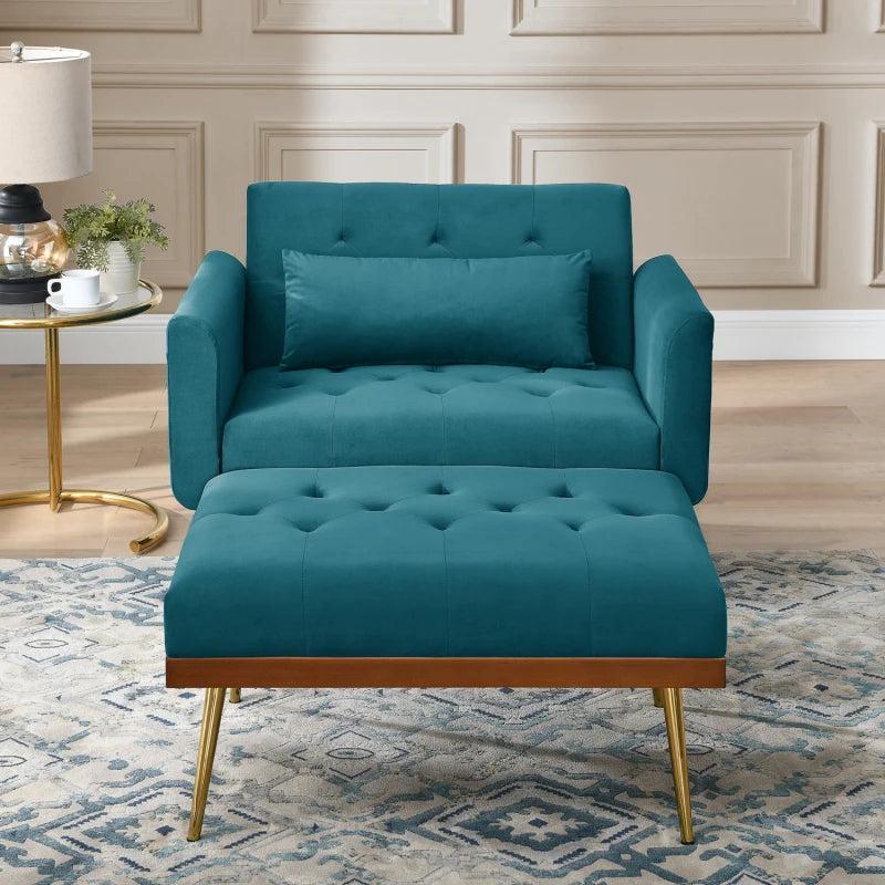 Lixra Tufted Velvet Fabric Recliner Sofa Chair