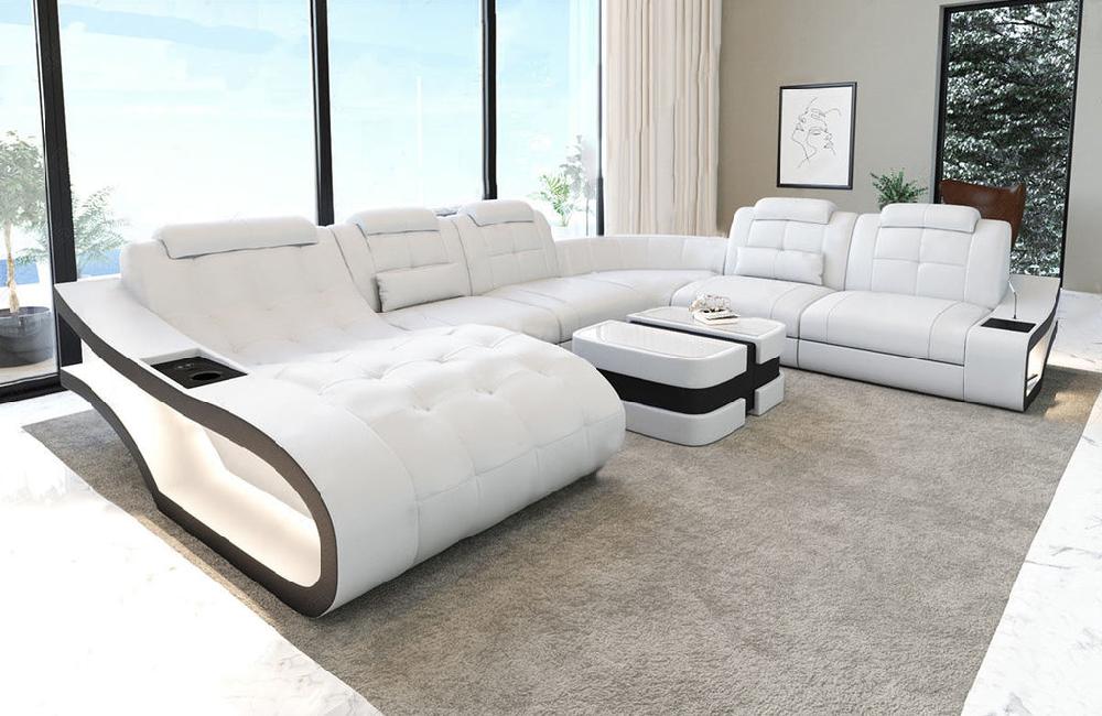 Lixra U-shape Leather Sectional LED Sofa