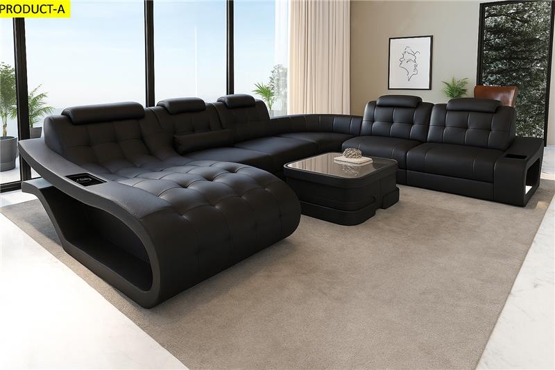 Lixra U-shape Leather Sectional LED Sofa