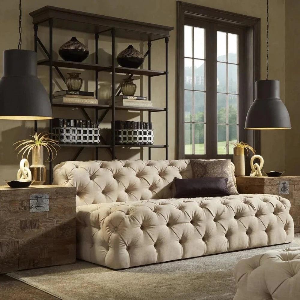 Lixra U-Shaped Button Tufted Fabric Sectional Sofa