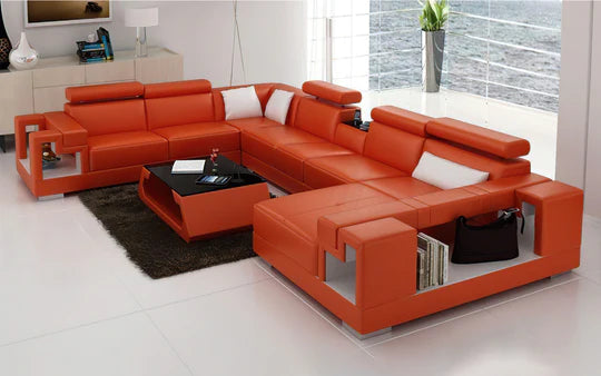 Lixra U-Shaped Sectional Leather Sofa