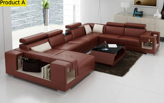Lixra U-Shaped Sectional Leather Sofa