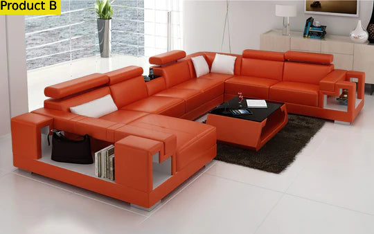 Lixra U-Shaped Sectional Leather Sofa