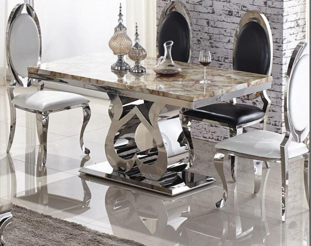 Lixra Ultimate Comfort Marble-Top Dining Table Set