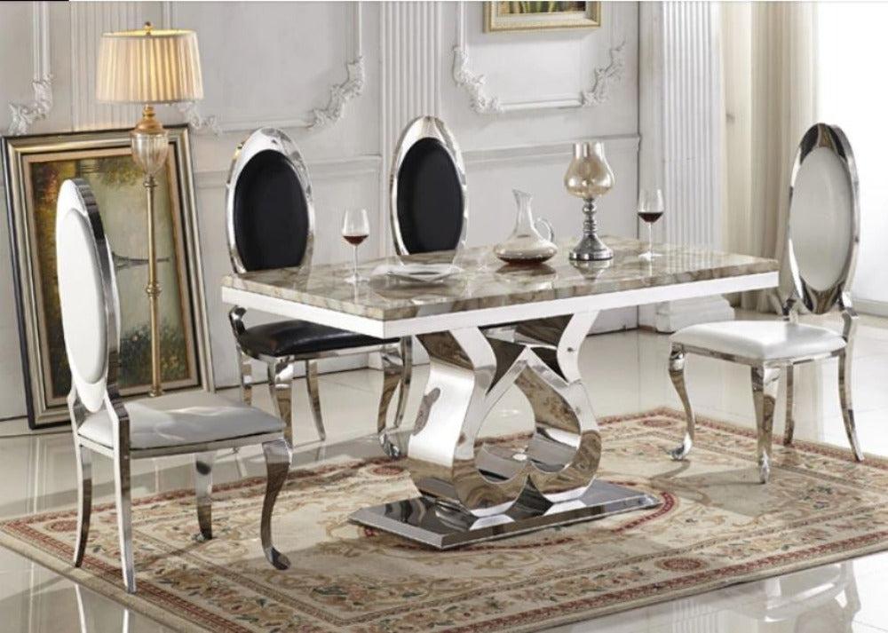 Lixra Ultimate Comfort Marble-Top Dining Table Set
