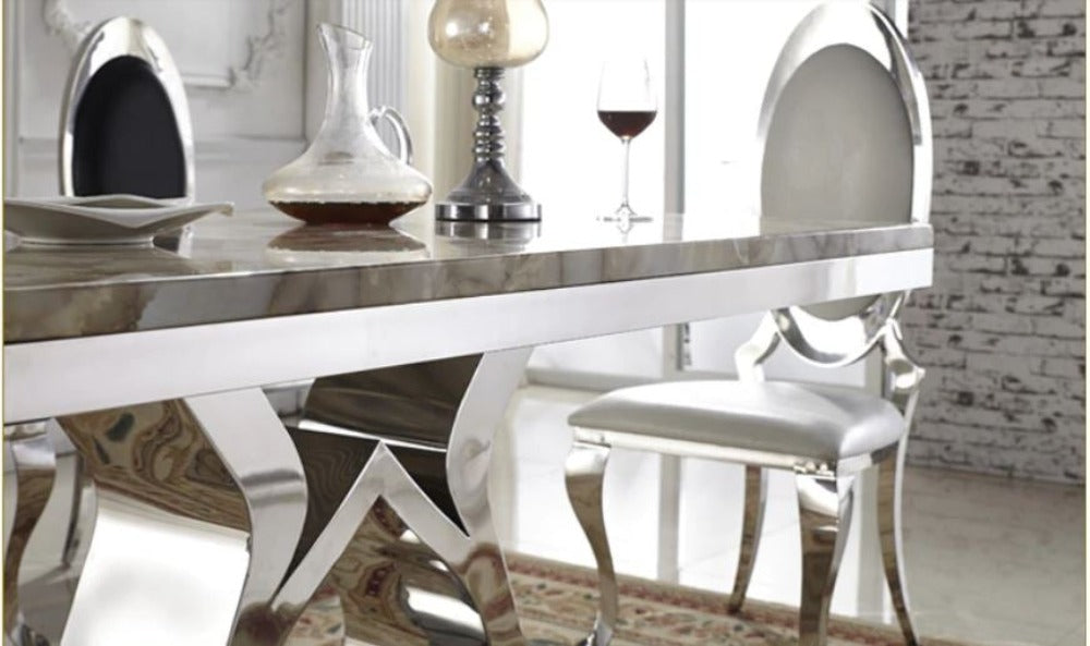 Lixra Ultimate Comfort Marble-Top Dining Table Set