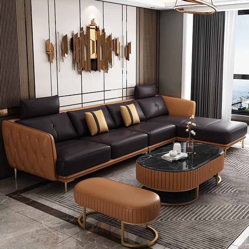 lixra Ultra Modern Leather Sectional Sofa Set