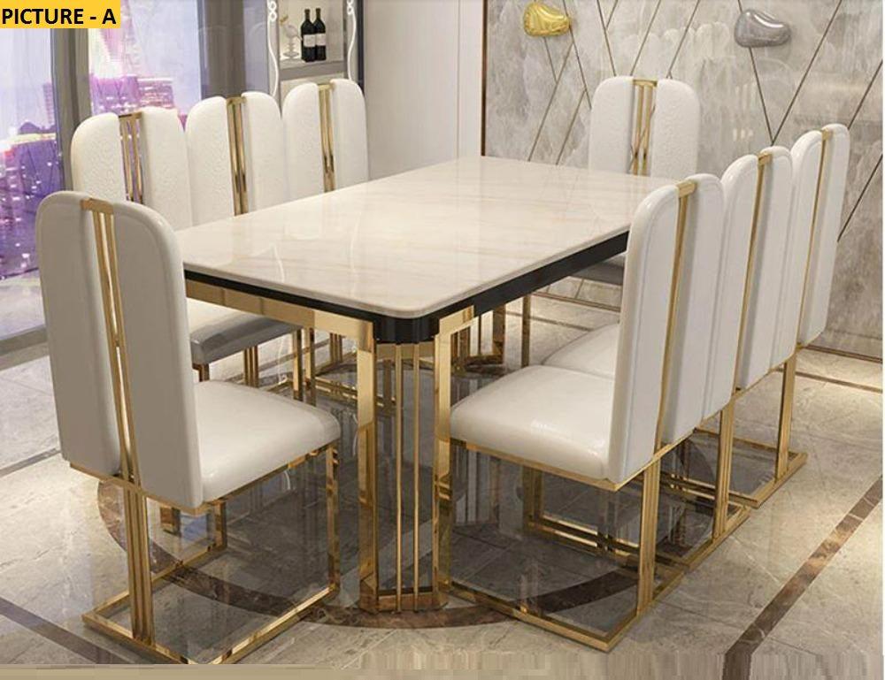 Lixra Ultra Rectangular Marble Dining Table Set