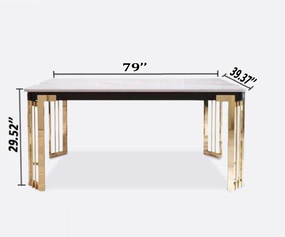 Lixra Ultra Rectangular Marble Dining Table Set