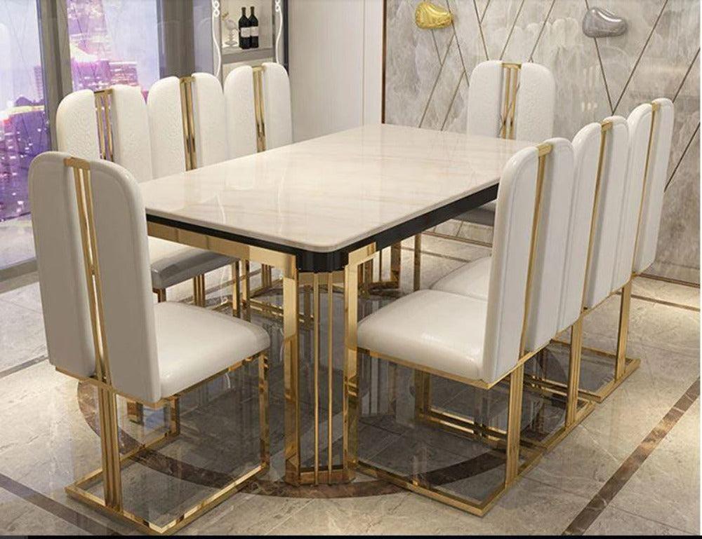 lixra Ultra Rectangular Marble Dining Table Set