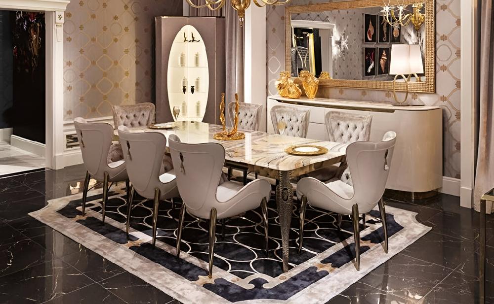 Lixra Ultramodern Marble-Top Dining Table Set