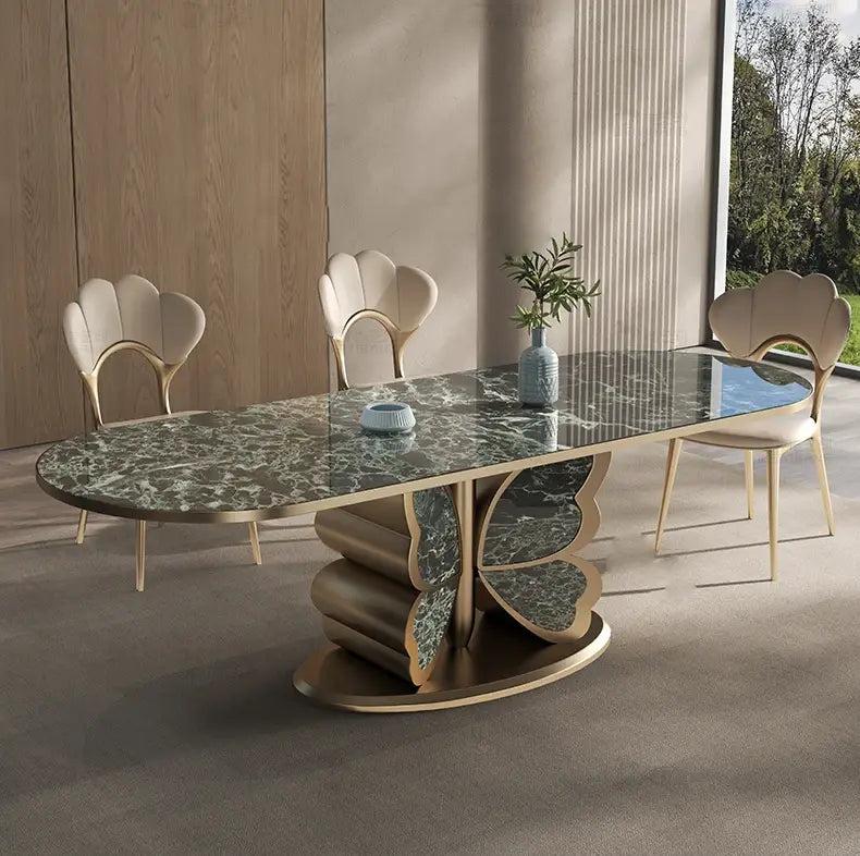 Lixra Unique Design Marble Top Dining Table Set
