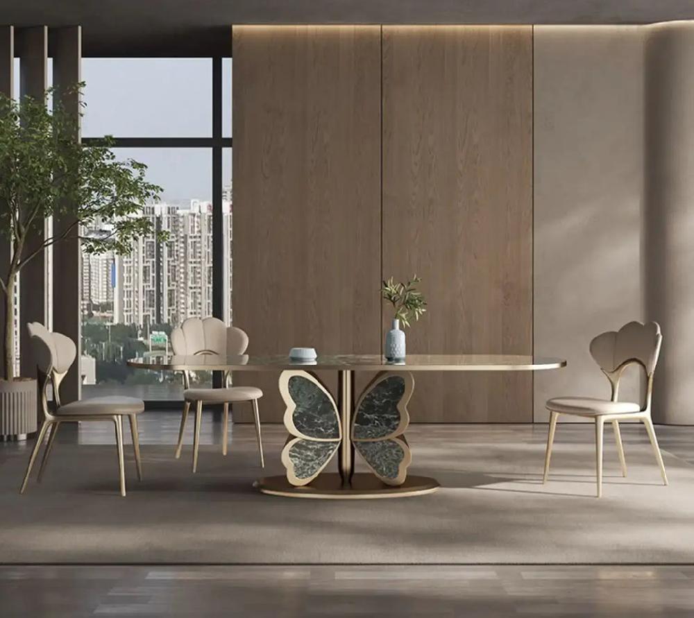 Lixra Unique Design Marble Top Dining Table Set