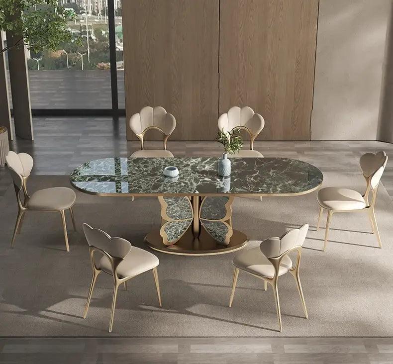 Lixra Unique Design Marble Top Dining Table Set