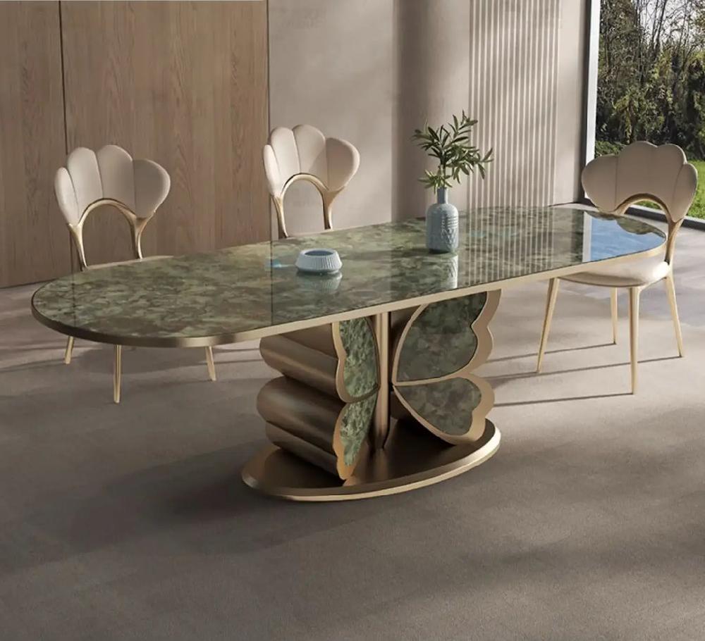 lixra Unique Design Marble Top Dining Table Set