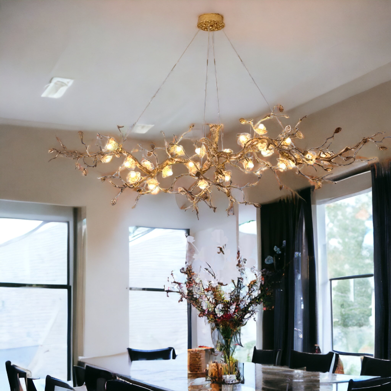 lixra Unique Tree-Branched Copper Chandelier