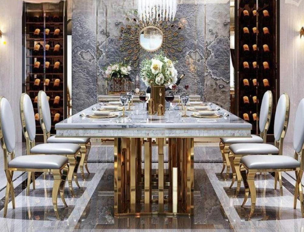 Lixra Urban Modern Marble-Top Dining Table Set