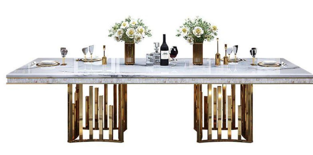 Lixra Urban Modern Marble-Top Dining Table Set