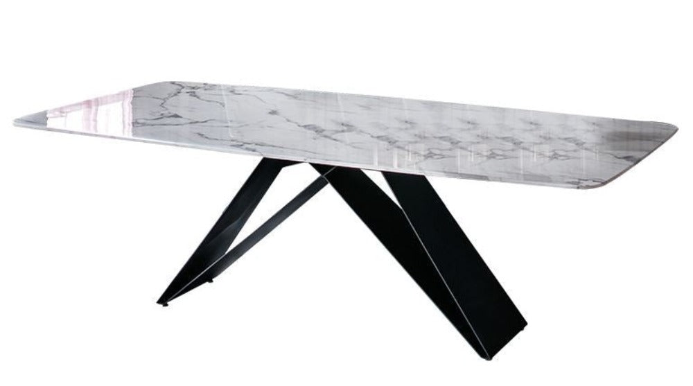 Lixra V-Shaped Base Marble Dining Table