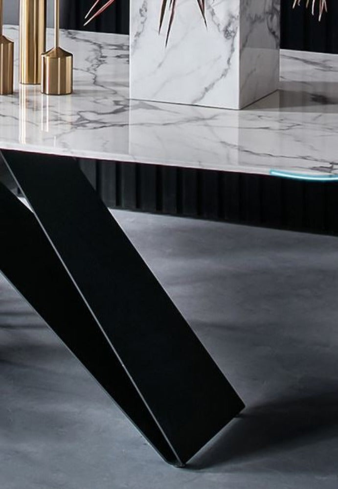 Lixra V-Shaped Base Marble Dining Table