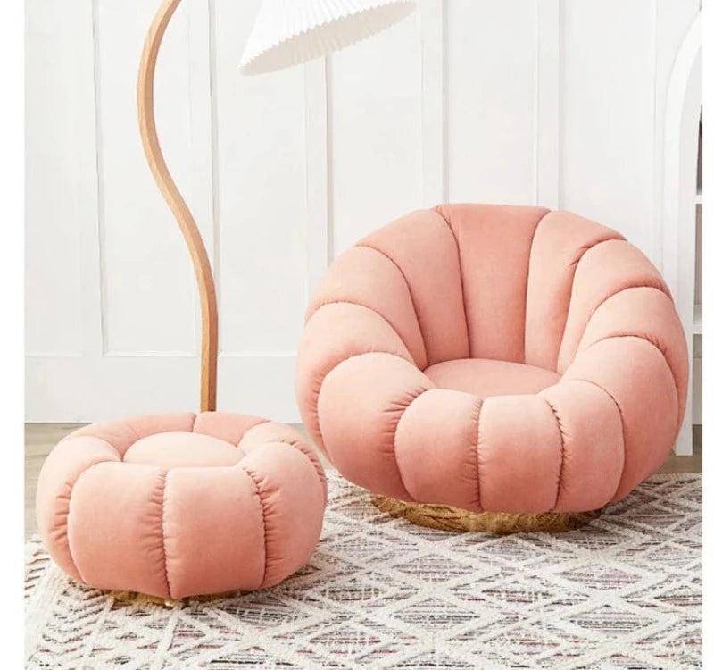 Lixra Velvet Fabric Accent Chair With Footstool