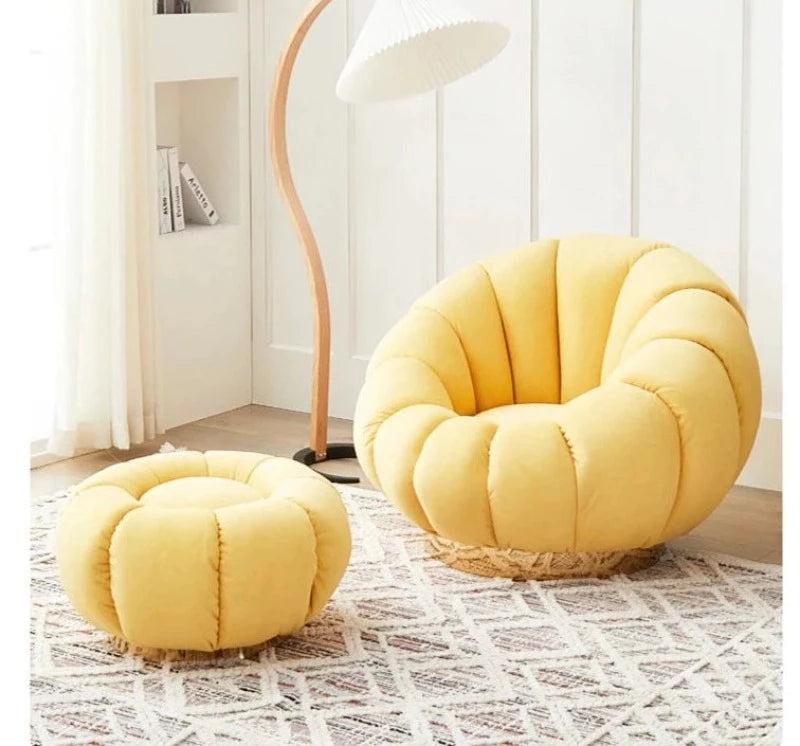 Lixra Velvet Fabric Accent Chair With Footstool