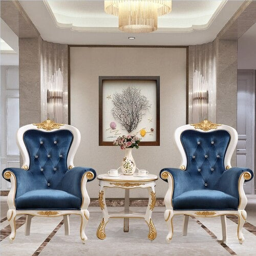 Lixra Velvet Fabric Accent Chair With Side Table