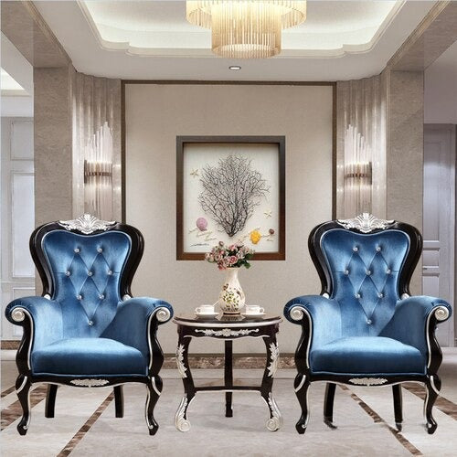 Lixra Velvet Fabric Accent Chair With Side Table