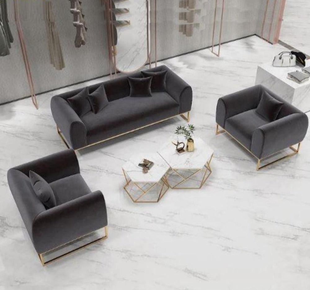 Lixra Velvet Fabric Luscious Sofa Set