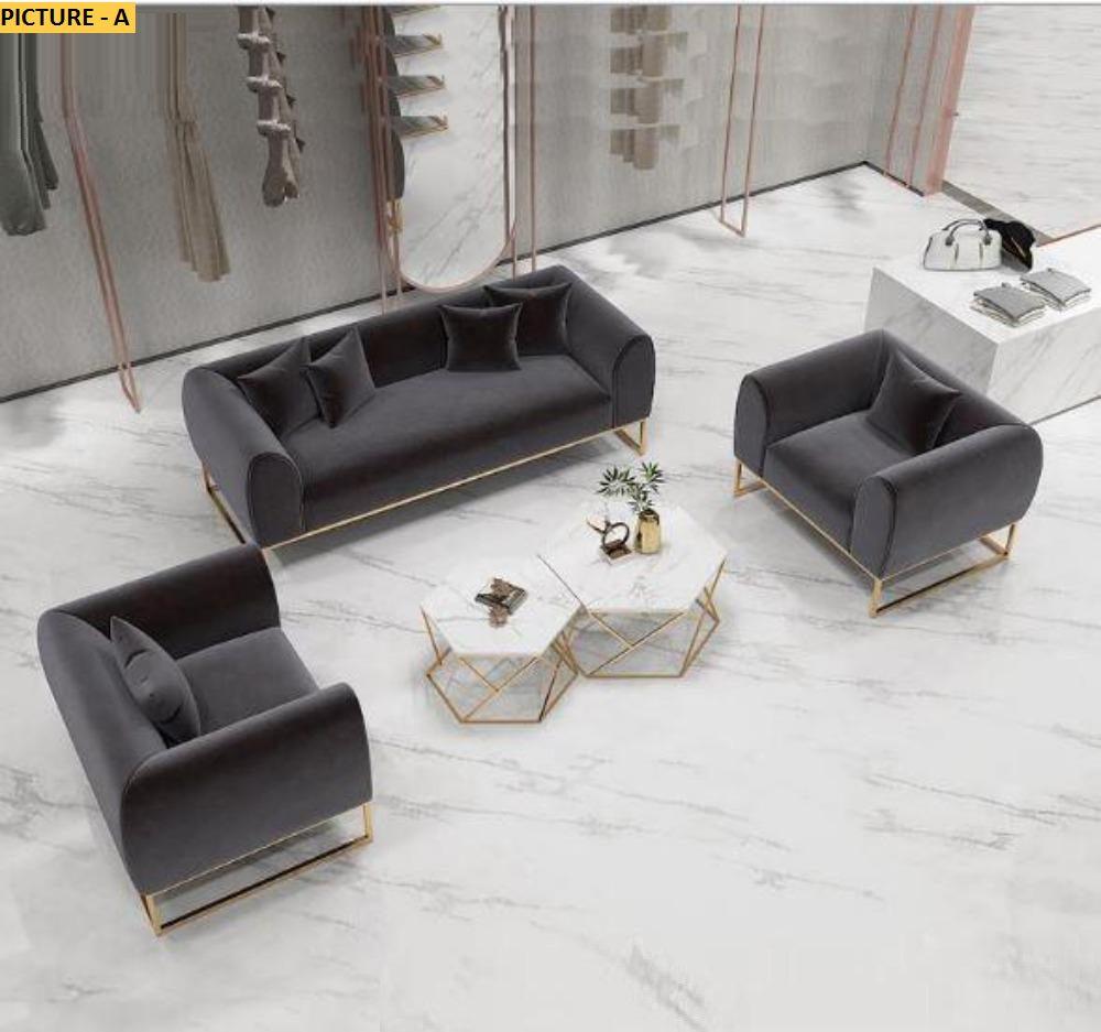 Lixra Velvet Fabric Luscious Sofa Set