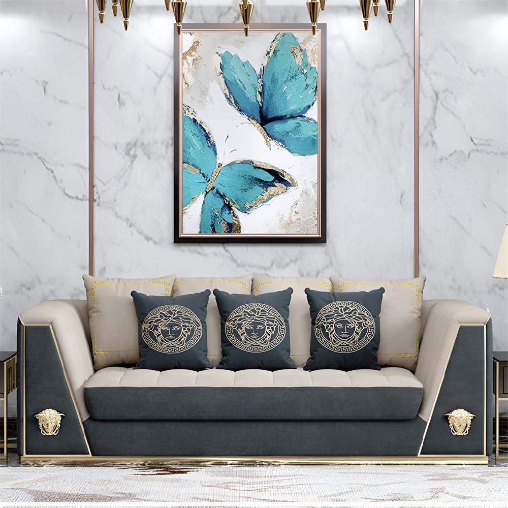 Lixra Velvet Fabric Luxurious Sofa Set